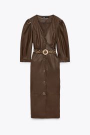 BELTED FAUX LEATHER DRESS at Zara